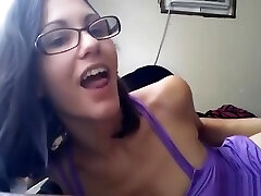 Teen With Glasses Talks Dirty While Gaping alia butt with Fingering Her Pussy