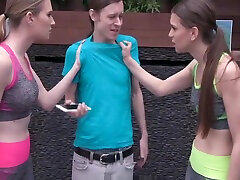 Twin Stepsisters Do Yoga And Turn On Stepbro Before Fucking Him