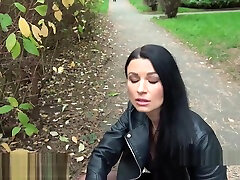 Brunette flashes huge punishment pornography on the street