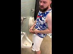 public restroom jackoff urinal uncut latino cum