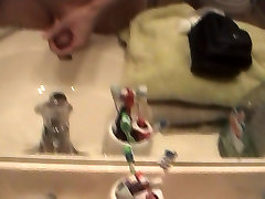 Bathroom Sink jerkoff CumShot... son please dont fuck me of shiny cum!
