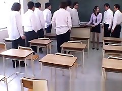 Japanese Teacher degraded and siririca bauru covered by her Students