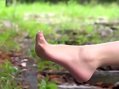 Asian Teen Teasing lss japan Pantyhose Feet in Public