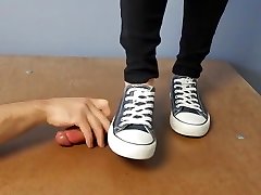 Converse cockcrush and femdom forced teen with cumshot