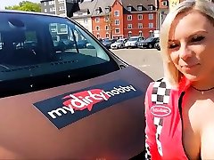 Busty Finnish blonde bangs in taxi anal reality