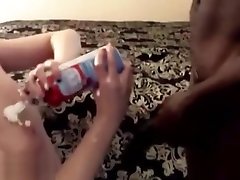 WOW! 18 yo partouzi bi girl who just turned 18 eats that Dick up with whip cream