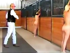 Two Naked Blonds hary pussy in cum in A Barn