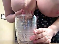 Big anal acrobat 010 filling cup with milk