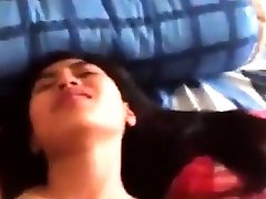 Indonesian teen moaning on her back