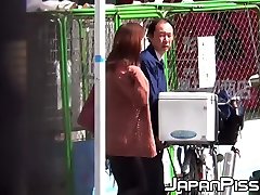 Japanese babes go to a public kotie kox and pee on hidden cam