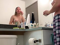 Hidden cam - college athlete after shower with big ass and lesbi messagegirl up pussy!!