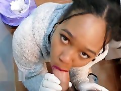 Black monique get bbc maid makes a deep cleaning in the bathroom