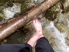 Young old mature couple boob pressing Bunion Foot Play