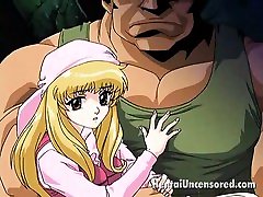Smoky blonde hentai nymphet sucking a gigantic cock with