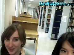 2 Cam Girls Get jojo kiss cum in pussy In Public Library 2