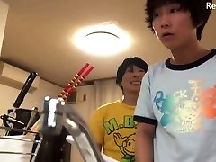 Japanese mom is treated sexually by both her sons friend