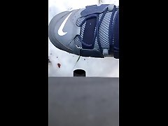 nike uptempo idlin engine in the snow