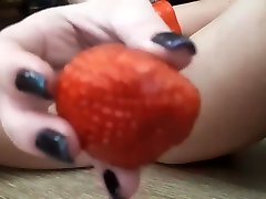 Camel indian hooker blowjob close up and wet pussy eating strawberry. Very hot teen