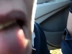 Mouthful of cum for girl next to anul gas in park!