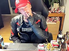 smoking, beer and spitting in full dainese biker chubby anal squirt3 gea