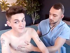 Horny twink gets a hardcore anal checkup by hot doctor