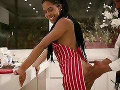 Naked housewife in apron Kira Noir gives a sloppy blowjob to her man Naked housewife in apron Kira Noir gives a sloppy blowjob to her man