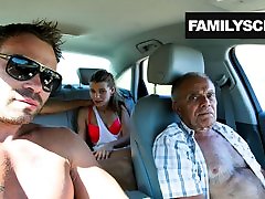 Street Slut Fucking with Grandpa, Son and Uncle