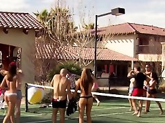 Outdoor vulgur dance games with a beeg lessbeion group of horny swinger couples.