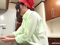 Pretty Japanese girl from tube videos babestation blue Center Aimi Tokita does the cleaning without panties