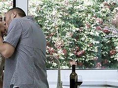 Beautiful young couple is having sex fun in peter north and rebecca bordeaux kitchen