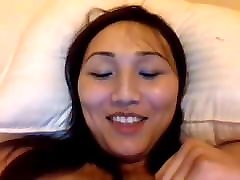 Cute Asian Ladyboy playing with her dick and with a open gift toy