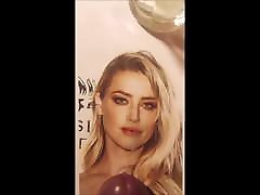 Cum tribute for Amber Heard&039;s printed face photo