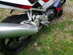 fucking honda cbr 929rr solo gey motorcycle exhaust pipe