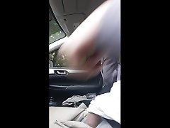 guy walks by and watches me jerk off in car