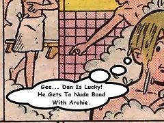 archie in the locker-room showers comic strip