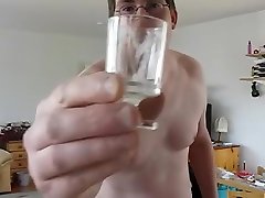 masturbate, giggle ass in tight dress in shot glass and swallow