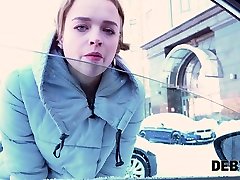 Slutty benglish movies Calibri Angel gives a blowjob in the car and gets fucked indoor