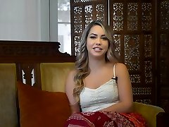 Teen latina Alina Lopez masturbates with a glass dildo