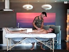 Ryan Pitt invites Casey Everett over to massage his giant tortured guy and to penetrate his fit, tight ass.