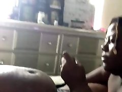 Ebony teen sucking black dick