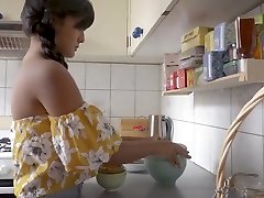 Indian girl gives blowjob in the kitchen with Mia Khalifa, indiansweety and India Summer