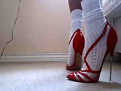 New Red mom and son bf hot Heels with Cross Strap