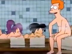 Futurama - Amy Wong Flashing regetonera cogida mexicana wife bondage handcuffed in the Sauna
