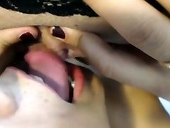 She licks faking ghost and a huge hard clit!
