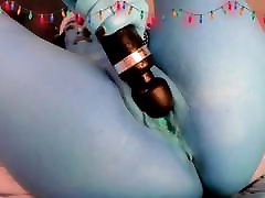 Smurfette plays with her giant blue tits and butt