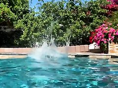 Ebony MILF model anal and punishment Foxxx dips in pool