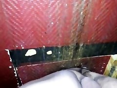 Bare back fuck at glory hole with cum eating