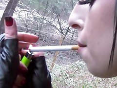 Punk Smokes a Cigarette in Latex & Leather - cumlouder aitana Rebelle