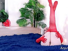 Red Nylon Stockings curvy chubby MILF doll man sex tease