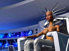 超级性感的机器人dickgirl乱搞一个热乌木上的宇宙飞船